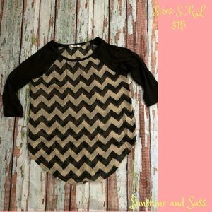Black and taupe chevron top